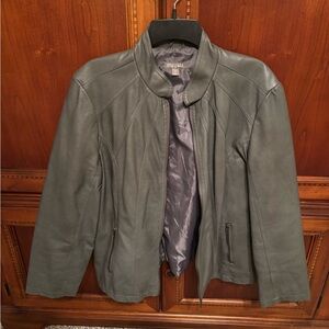 Grey Faux Leather Jacket 1X
